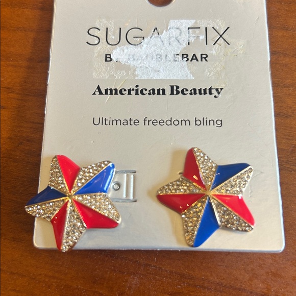 BaubleBar Jewelry - 🎆Sugarfix by Baublebar American Beauty Gold blue and Red Nickel-free Earrings